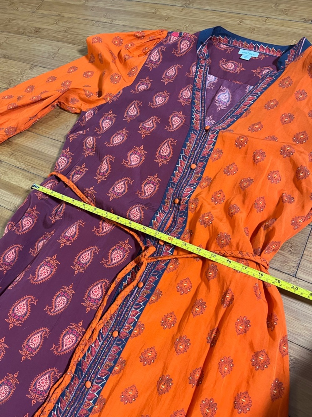 Sundance Bondi Beauty Rich Two-Tone Orange & Burgundy Paisley Maxi Dress - Picture 13 of 15